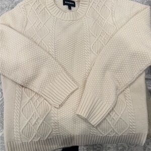 Mens Bonobos Ivory Textured Knit Sweater Sz L